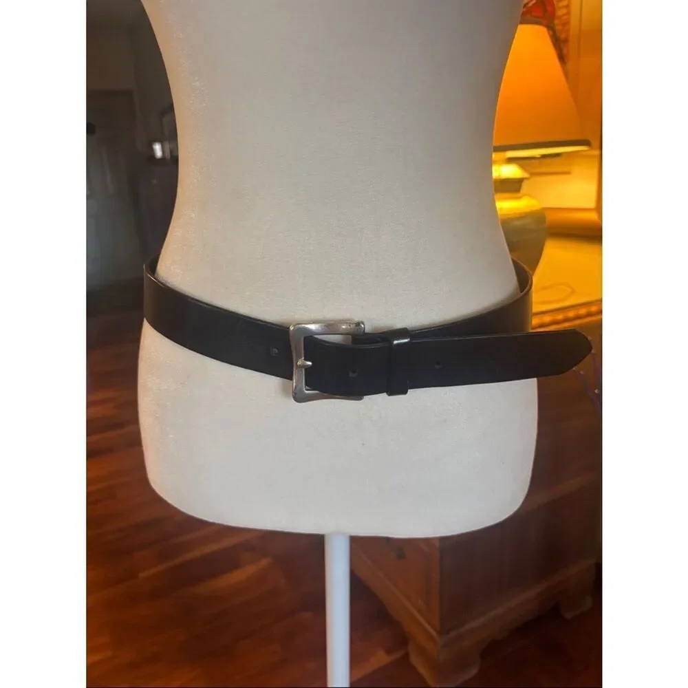 Gap Black Leather Belt with Silver Buckle -  S